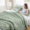 imageComfort Spaces Comforter for Queen Size Bed Ogee Ruched with Crinkle Texture Breathable Comforter Set Queen All Season Lightweight Bedding Set Shams Dcor Pilow FullQueen White 4 PieceGreen