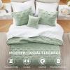 imageComfort Spaces Comforter for Queen Size Bed Ogee Ruched with Crinkle Texture Breathable Comforter Set Queen All Season Lightweight Bedding Set Shams Dcor Pilow FullQueen White 4 PieceGreen