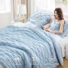 imageComfort Spaces Comforter for Queen Size Bed Ogee Ruched with Crinkle Texture Breathable Comforter Set Queen All Season Lightweight Bedding Set Shams Dcor Pilow FullQueen White 4 PieceBlue