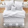 imageComfort Spaces Comforter for Queen Size Bed Ogee Ruched with Crinkle Texture Breathable Comforter Set Queen All Season Lightweight Bedding Set Shams Dcor Pilow FullQueen White 4 PieceGray