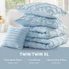 imageComfort Spaces Comforter for Queen Size Bed Ogee Ruched with Crinkle Texture Breathable Comforter Set Queen All Season Lightweight Bedding Set Shams Dcor Pilow FullQueen White 4 PieceBlue