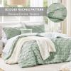 imageComfort Spaces Comforter for Queen Size Bed Ogee Ruched with Crinkle Texture Breathable Comforter Set Queen All Season Lightweight Bedding Set Shams Dcor Pilow FullQueen White 4 PieceGreen