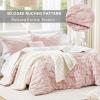 imageComfort Spaces Comforter for Queen Size Bed Ogee Ruched with Crinkle Texture Breathable Comforter Set Queen All Season Lightweight Bedding Set Shams Dcor Pilow FullQueen White 4 PiecePink