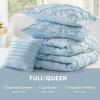 imageComfort Spaces Comforter for Queen Size Bed Ogee Ruched with Crinkle Texture Breathable Comforter Set Queen All Season Lightweight Bedding Set Shams Dcor Pilow FullQueen White 4 PieceBlue