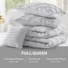 imageComfort Spaces Comforter for Queen Size Bed Ogee Ruched with Crinkle Texture Breathable Comforter Set Queen All Season Lightweight Bedding Set Shams Dcor Pilow FullQueen White 4 PieceGray