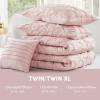 imageComfort Spaces Comforter for Queen Size Bed Ogee Ruched with Crinkle Texture Breathable Comforter Set Queen All Season Lightweight Bedding Set Shams Dcor Pilow FullQueen White 4 PiecePink