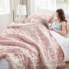 imageComfort Spaces Comforter for Queen Size Bed Ogee Ruched with Crinkle Texture Breathable Comforter Set Queen All Season Lightweight Bedding Set Shams Dcor Pilow FullQueen White 4 PiecePink
