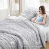 imageComfort Spaces Comforter for Queen Size Bed Ogee Ruched with Crinkle Texture Breathable Comforter Set Queen All Season Lightweight Bedding Set Shams Dcor Pilow FullQueen White 4 PieceGray