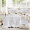 imageComfort Spaces Comforter for Queen Size Bed Ogee Ruched with Crinkle Texture Breathable Comforter Set Queen All Season Lightweight Bedding Set Shams Dcor Pilow FullQueen White 4 PieceWhite