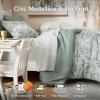imageComfort Spaces Bed in A Bag Comforter Set  Trendy Casual Design Queen Comforter with Complete Sheet Set with Side Pocket All Season Comforter Queen Shams Gloria Queen GreyYellow 9 PieceGreen