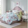 imageComfort Spaces Bed in A Bag Comforter Set  Trendy Casual Design Queen Comforter with Complete Sheet Set with Side Pocket All Season Comforter Queen Shams Gloria Queen GreyYellow 9 PieceFloral Blue