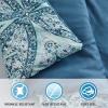 imageComfort Spaces Bed in A Bag Comforter Set  Trendy Casual Design Queen Comforter with Complete Sheet Set with Side Pocket All Season Comforter Queen Shams Gloria Queen GreyYellow 9 PieceDamask Blue