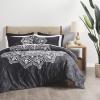 imageComfort Spaces Bed in A Bag Comforter Set  Trendy Casual Design Queen Comforter with Complete Sheet Set with Side Pocket All Season Comforter Queen Shams Gloria Queen GreyYellow 9 PieceMedallion Black