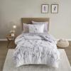imageComfort Spaces Bed in A Bag Comforter Set  Trendy Casual Design Queen Comforter with Complete Sheet Set with Side Pocket All Season Comforter Queen Shams Gloria Queen GreyYellow 9 PieceFloral Purple