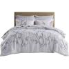 imageComfort Spaces Bed in A Bag Comforter Set  Trendy Casual Design Queen Comforter with Complete Sheet Set with Side Pocket All Season Comforter Queen Shams Gloria Queen GreyYellow 9 PieceFloral Purple