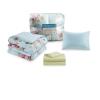 imageComfort Spaces Bed in A Bag Comforter Set  Trendy Casual Design Queen Comforter with Complete Sheet Set with Side Pocket All Season Comforter Queen Shams Gloria Queen GreyYellow 9 PieceFloral Blue