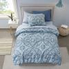 imageComfort Spaces Bed in A Bag Comforter Set  Trendy Casual Design Queen Comforter with Complete Sheet Set with Side Pocket All Season Comforter Queen Shams Gloria Queen GreyYellow 9 PieceDamask Blue