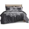 imageComfort Spaces Bed in A Bag Comforter Set  Trendy Casual Design Queen Comforter with Complete Sheet Set with Side Pocket All Season Comforter Queen Shams Gloria Queen GreyYellow 9 PieceMedallion Black
