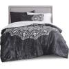 imageComfort Spaces Bed in A Bag Comforter Set  Trendy Casual Design Queen Comforter with Complete Sheet Set with Side Pocket All Season Comforter Queen Shams Gloria Queen GreyYellow 9 PieceMedallion Black