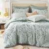 imageComfort Spaces Bed in A Bag Comforter Set  Trendy Casual Design Queen Comforter with Complete Sheet Set with Side Pocket All Season Comforter Queen Shams Gloria Queen GreyYellow 9 PieceGreen
