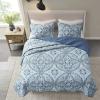 imageComfort Spaces Boho Quilt Set Queen Reversible Vermicelli Quilting Queen Size Bed All Season Lightweight Coverlet Winter Layer Bedding Shams Gloria FullQueen Green 3 PieceGloria Aqua