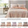 imageComfort Spaces Boho Quilt Set Queen Reversible Vermicelli Quilting Queen Size Bed All Season Lightweight Coverlet Winter Layer Bedding Shams Gloria FullQueen Green 3 PieceGloria Coral