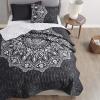 imageComfort Spaces Boho Quilt Set Queen Reversible Vermicelli Quilting Queen Size Bed All Season Lightweight Coverlet Winter Layer Bedding Shams Gloria FullQueen Green 3 PieceAva Black