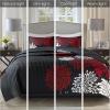 imageComfort Spaces Boho Quilt Set Queen Reversible Vermicelli Quilting Queen Size Bed All Season Lightweight Coverlet Winter Layer Bedding Shams Gloria FullQueen Green 3 PieceRedBlack