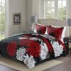 imageComfort Spaces Boho Quilt Set Queen Reversible Vermicelli Quilting Queen Size Bed All Season Lightweight Coverlet Winter Layer Bedding Shams Gloria FullQueen Green 3 PieceRedBlack