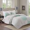imageComfort Spaces Boho Quilt Set Queen Reversible Vermicelli Quilting Queen Size Bed All Season Lightweight Coverlet Winter Layer Bedding Shams Gloria FullQueen Green 3 PieceAqua