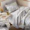 imageComfort Spaces Boho Quilt Set Queen Reversible Vermicelli Quilting Queen Size Bed All Season Lightweight Coverlet Winter Layer Bedding Shams Gloria FullQueen Green 3 PieceGrey Yellow