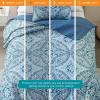 imageComfort Spaces Boho Quilt Set Queen Reversible Vermicelli Quilting Queen Size Bed All Season Lightweight Coverlet Winter Layer Bedding Shams Gloria FullQueen Green 3 PieceGloria Aqua
