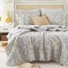 imageComfort Spaces Boho Quilt Set Queen Reversible Vermicelli Quilting Queen Size Bed All Season Lightweight Coverlet Winter Layer Bedding Shams Gloria FullQueen Green 3 PieceGrey Yellow