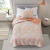 imageComfort Spaces Boho Quilt Set Queen Reversible Vermicelli Quilting Queen Size Bed All Season Lightweight Coverlet Winter Layer Bedding Shams Gloria FullQueen Green 3 PieceGloria Coral