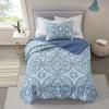 imageComfort Spaces Boho Quilt Set Queen Reversible Vermicelli Quilting Queen Size Bed All Season Lightweight Coverlet Winter Layer Bedding Shams Gloria FullQueen Green 3 PieceGloria Aqua