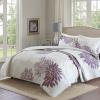 imageComfort Spaces Boho Quilt Set Queen Reversible Vermicelli Quilting Queen Size Bed All Season Lightweight Coverlet Winter Layer Bedding Shams Gloria FullQueen Green 3 PiecePurple