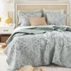 imageComfort Spaces Boho Quilt Set Queen Reversible Vermicelli Quilting Queen Size Bed All Season Lightweight Coverlet Winter Layer Bedding Shams Gloria FullQueen Green 3 PieceGreen