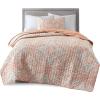 imageComfort Spaces Boho Quilt Set Queen Reversible Vermicelli Quilting Queen Size Bed All Season Lightweight Coverlet Winter Layer Bedding Shams Gloria FullQueen Green 3 PieceGloria Coral
