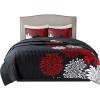 imageComfort Spaces Boho Quilt Set Queen Reversible Vermicelli Quilting Queen Size Bed All Season Lightweight Coverlet Winter Layer Bedding Shams Gloria FullQueen Green 3 PieceRedBlack