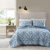 imageComfort Spaces Boho Quilt Set Queen Reversible Vermicelli Quilting Queen Size Bed All Season Lightweight Coverlet Winter Layer Bedding Shams Gloria FullQueen Green 3 PieceGloria Aqua