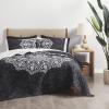 imageComfort Spaces Boho Quilt Set Queen Reversible Vermicelli Quilting Queen Size Bed All Season Lightweight Coverlet Winter Layer Bedding Shams Gloria FullQueen Green 3 PieceAva Black