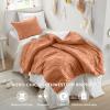 imageComfort Spaces Comforter for Queen Size Bed Geometric Diamond Tufted Boho Comforter Set Queen All Season Lightweight Bedding Set Matching Sham FullQueen Pink 3 PieceTerracotta