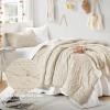 imageComfort Spaces Comforter for Queen Size Bed Geometric Diamond Tufted Boho Comforter Set Queen All Season Lightweight Bedding Set Matching Sham FullQueen Pink 3 PieceBeige