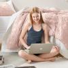 imageComfort Spaces Comforter for Queen Size Bed Geometric Diamond Tufted Boho Comforter Set Queen All Season Lightweight Bedding Set Matching Sham FullQueen Pink 3 PiecePink