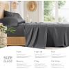 imageComfort Spaces Cooling Sheet Set Poly X Rayon Blend Rayon Derived from Bamboo Soft Silky Lustrous Heathered Finish Queen Sheets for Summer All Season Sheet Set Queen Dark Grey 4 PieceDark Grey