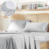 imageComfort Spaces Cooling Sheet Set Poly X Rayon Blend Rayon Derived from Bamboo Soft Silky Lustrous Heathered Finish Queen Sheets for Summer All Season Sheet Set Queen Dark Grey 4 PieceLight Grey
