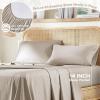 imageComfort Spaces Cooling Sheet Set Poly X Rayon Blend Rayon Derived from Bamboo Soft Silky Lustrous Heathered Finish Queen Sheets for Summer All Season Sheet Set Queen Dark Grey 4 PieceBeige