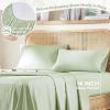 imageComfort Spaces Cooling Sheet Set Poly X Rayon Blend Rayon Derived from Bamboo Soft Silky Lustrous Heathered Finish Queen Sheets for Summer All Season Sheet Set Queen Dark Grey 4 PieceSage Green