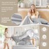imageComfort Spaces Cooling Sheet Set Poly X Rayon Blend Rayon Derived from Bamboo Soft Silky Lustrous Heathered Finish Queen Sheets for Summer All Season Sheet Set Queen Dark Grey 4 PieceLight Grey
