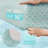 imageComfort Spaces Extra Deep Pocket King Cooling Sheets  Fits Up to 24quot Mattress Moisture Wicking Coolmax Soft Colorfast Set for Hot Sleepers Grey 4 PieceQuatrefoil Aqua